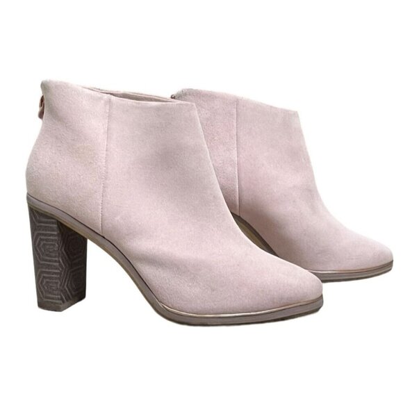 Ted Baker Lorca Pink Suede Ankle Boots Size 40.5 / US 9.5 Rose Gold Detail - Picture 3 of 15